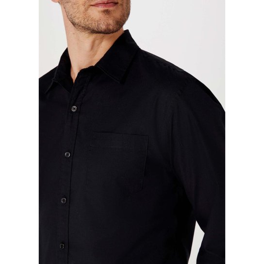 Camisa Básica Masculina Manga Longa Slim