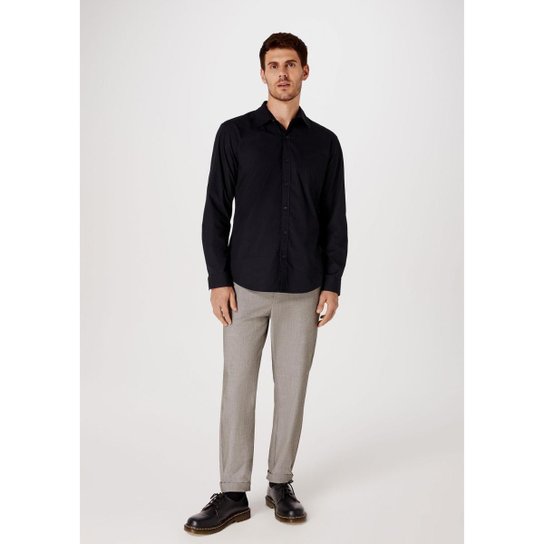 Camisa Básica Masculina Manga Longa Slim