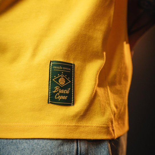 Camisa Brasil Retrô 1970 Amarelo Masculina