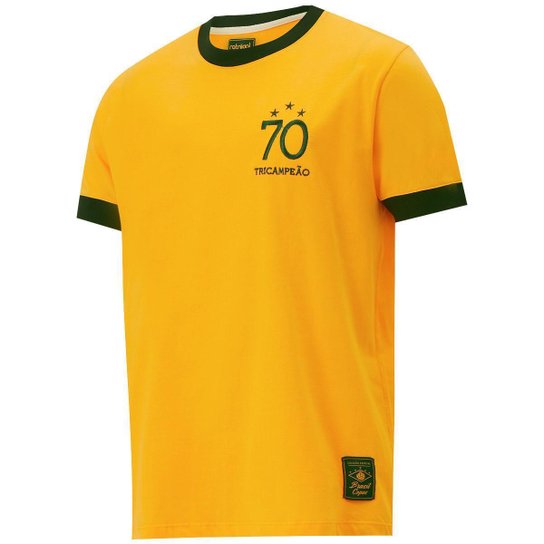 Camisa Brasil Retrô 1970 Amarelo Masculina