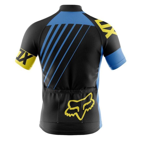 Camisa Ciclismo Fox Azul Decole Curta Esportiva Bike Uv Mtb