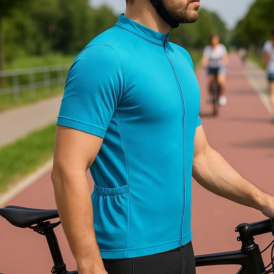 Camisa Ciclismo Masculino Mtb Proteção UV 30+ Tecido Dry Zíper e 3 Bolsos