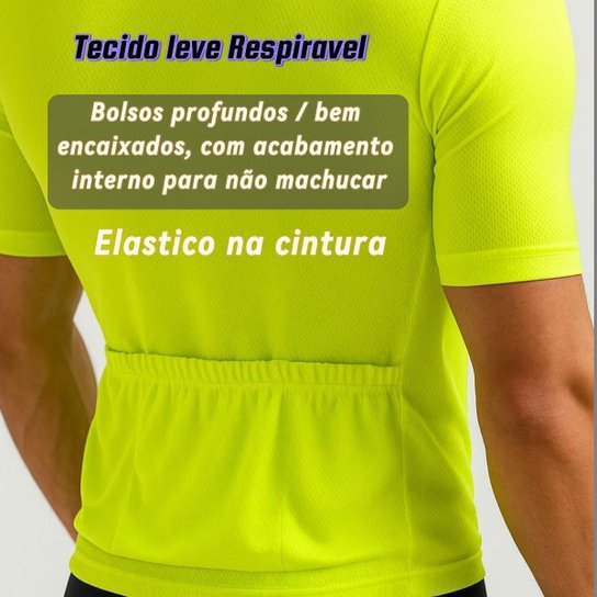 Camisa Ciclismo Masculino Mtb Proteção UV 30+ Tecido Dry Zíper e 3 Bolsos