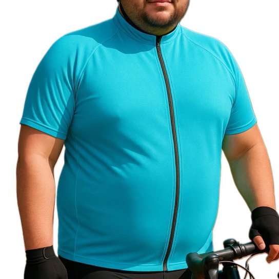 Camisa Ciclismo Plus Size Masculina Mtb Proteção UV30+ Zíper Bolsos