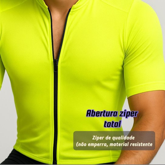 Camisa Ciclismo Plus Size Masculina Mtb Proteção UV30+ Zíper Bolsos