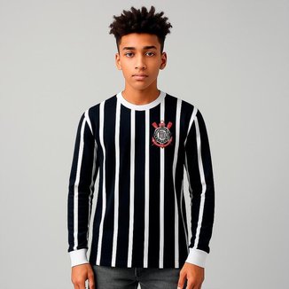 Camisa Corinthians Retrô Democracia Manga Longa Infantil