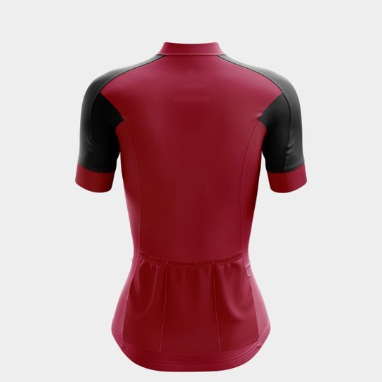 Camisa de Ciclismo Feminina com Zíper Camiseta Way Fresh Bike Rosa Bordô