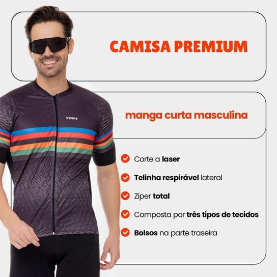 Camisa de Ciclismo Masculina Premium Ziper Total Confortável Preoteção Uv Respirável