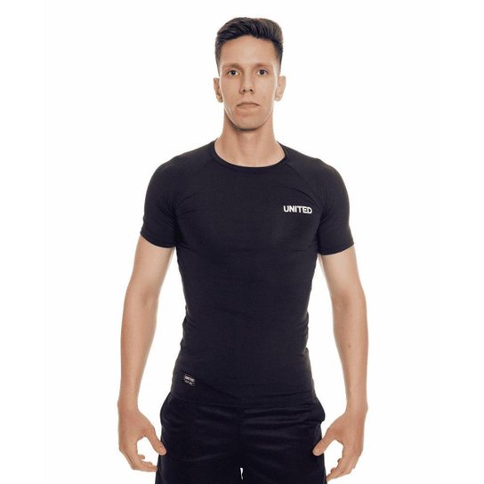 Camisa de compressão térmica Manga Curta United Pro Proteção Solar FPS 50+ Rash Guard - Cinza -