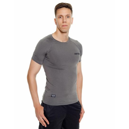 Camisa de compressão térmica Manga Curta United Pro Proteção Solar FPS 50+ Rash Guard - Cinza -
