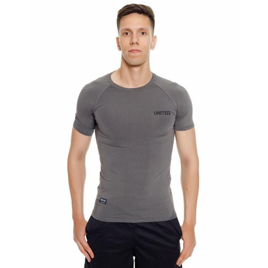 Camisa de compressão térmica Manga Curta United Pro Proteção Solar FPS 50+ Rash Guard - Cinza -