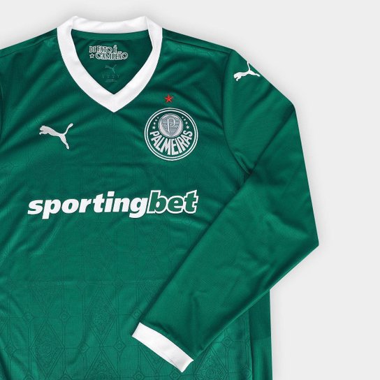 Camisa Manga Longa Palmeiras I 25/26 Torcedor Puma Masculina