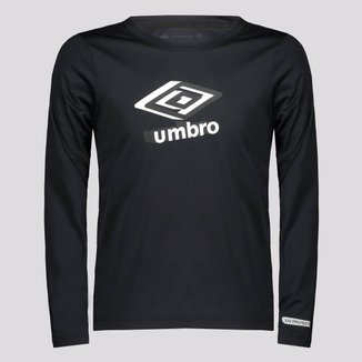 Camisa Manga Longa Umbro Basic Uv Juvenil Preta
