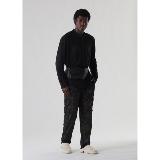 Camisa ml colarless bordado