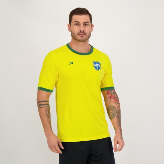 Camisa Placar Brasil Brasão Amarela