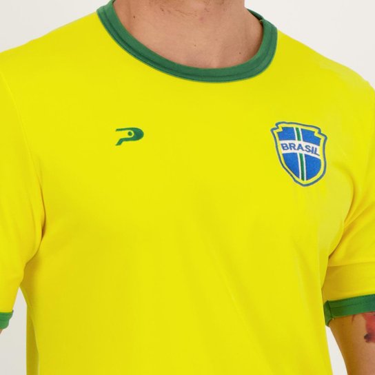 Camisa Placar Brasil Brasão Amarela