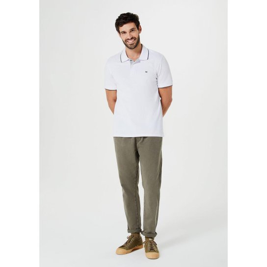 Camisa Polo Hering Básica Regular Em Piquet Com Bordado Masculina