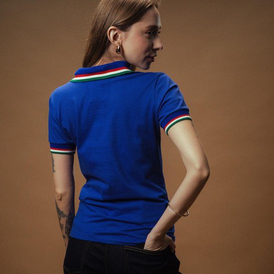 Camisa Polo Itália Retrô Gold Feminina Collab Retrôgol x Mauro Beting