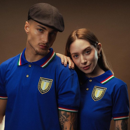 Camisa Polo Itália Retrô Gold Feminina Collab Retrôgol x Mauro Beting