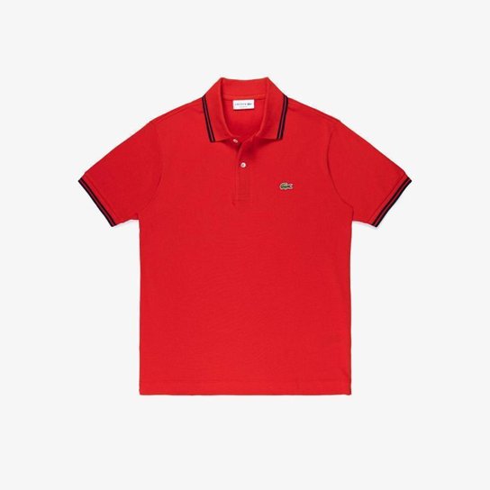 Camisa Polo Lacoste Classic Fit em Piqué de Algodão com Detalhes Listrados Masculina