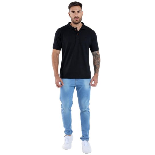 Camisa Polo Piquet Masculina Básica Manga Curta