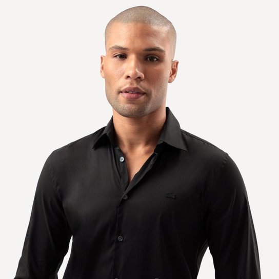 Camisa Slim Fit em Popeline Stretch Lacoste Masculina
