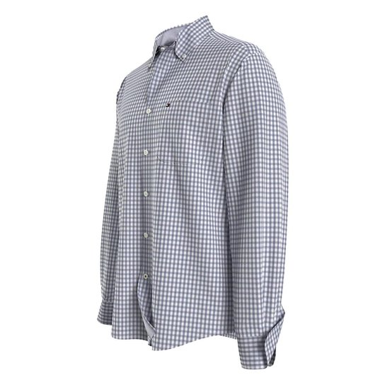 Camisa Tommy Hilfiger Masculina Xadrez Gingham Branca/Azul Marinho