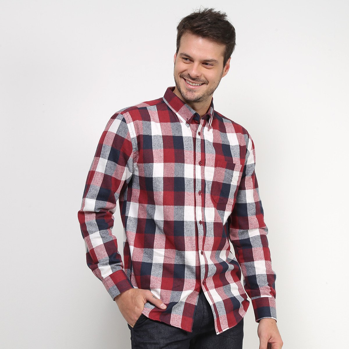 Camisa Xadrez Manga Longa John Taylor Masculina Preto Allianz