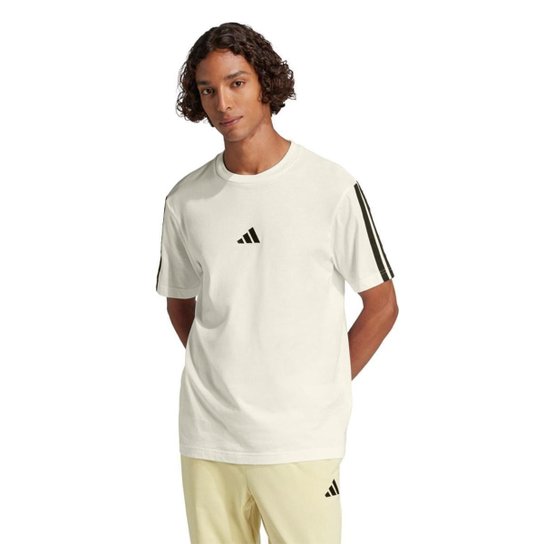 Camiseta Adidas Masculina Malha Simples Essentials Três Listras