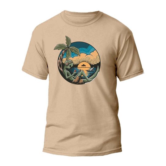 Camiseta Alien Na Praia Masculina