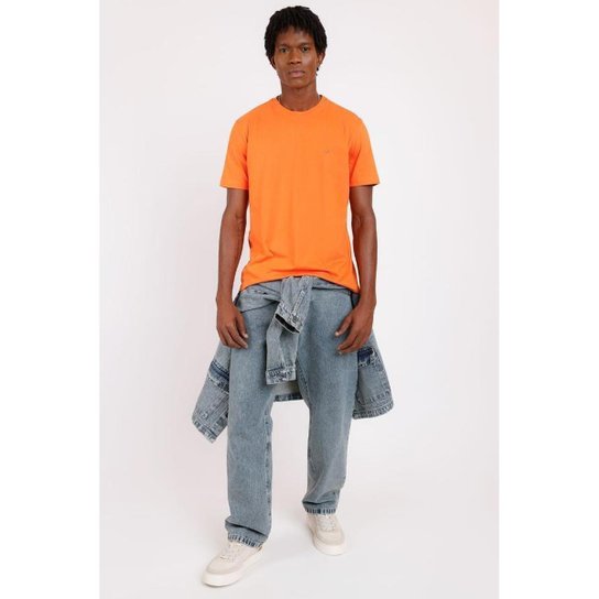 Camiseta Aramis Básica Malha Regular Laranja Papaya