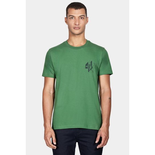 Camiseta Aramis Manga Curta Linha Geométricas Verde Bandeira