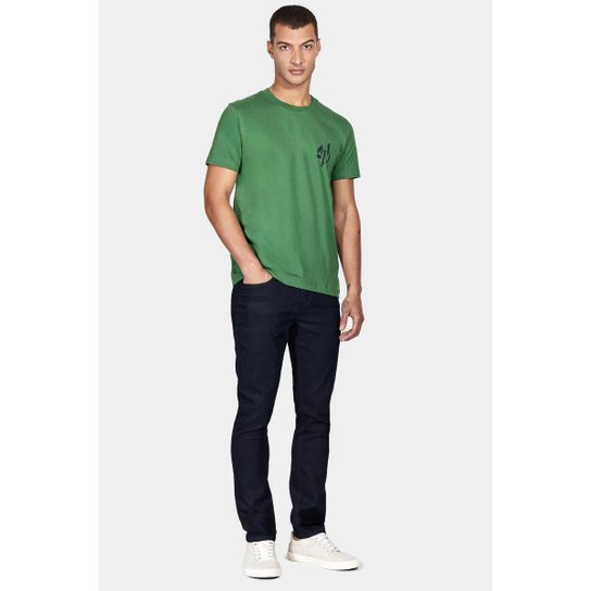 Camiseta Aramis Manga Curta Linha Geométricas Verde Bandeira