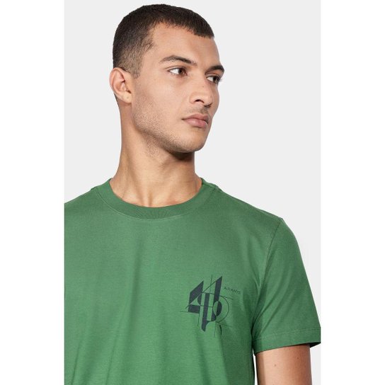 Camiseta Aramis Manga Curta Linha Geométricas Verde Bandeira