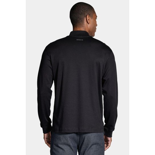 Camiseta Aramis Manga Longa Gola Alta Hermes Preto