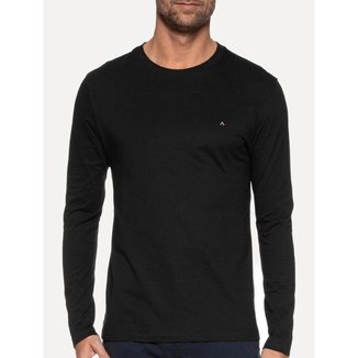 Camiseta Aramis Masculina Manga Longa Basica Logo Preta
