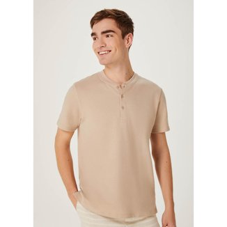 Camiseta Básica Hering Manga Curta Com Botões Masculina