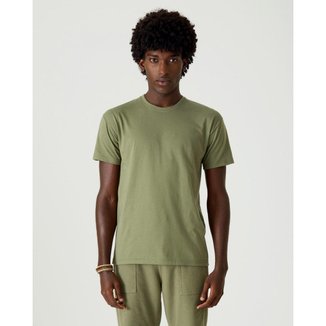 Camiseta Básica Masculina Gola Texturizada Em Algodão Verde Claro - M