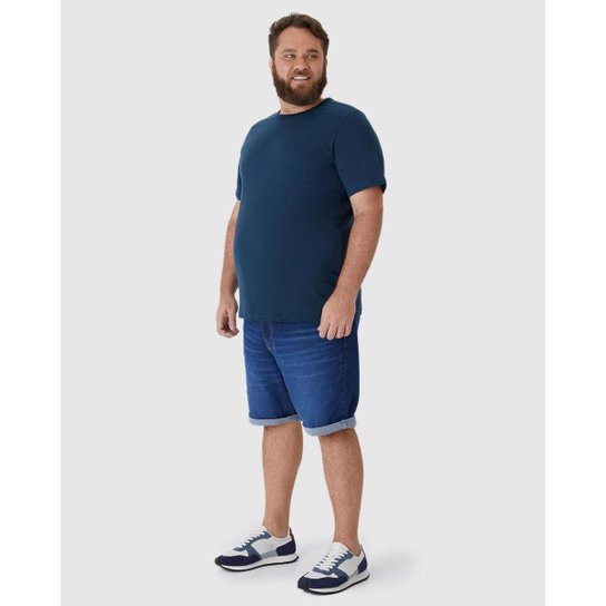 Camiseta Básica Masculina Plus Size Decote Redondo Em Algodão