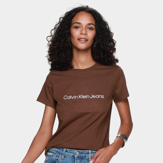 Camiseta Calvin Klein Logo Embossed Feminina