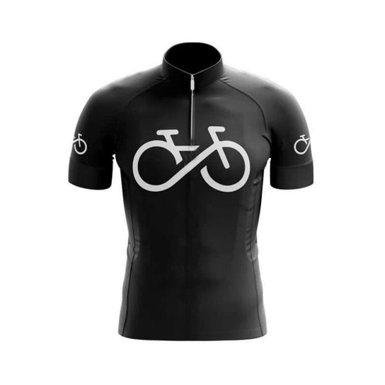 Camiseta Ciclismo Bike Forever Preto Zíper Fitness Curta Decole