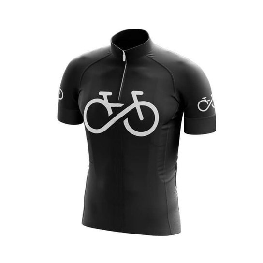 Camiseta Ciclismo Bike Forever Preto Zíper Fitness Curta Decole