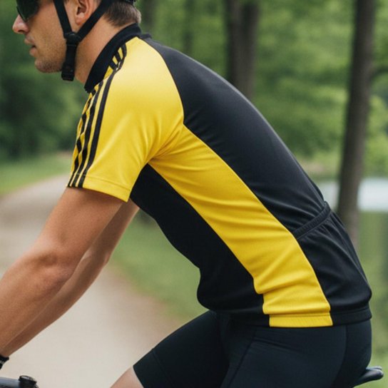 Camiseta Ciclismo Masculina Dry DeA Collection UV30+ com Zíper Curto e Bolsos Traseiros