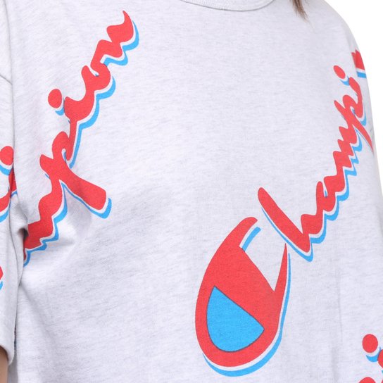 Camiseta Cropped Champion Logo Aop Full Print Feminina