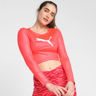 Camiseta Cropped Puma Modern Sports Longsleeve Shiny Manga Longa Feminina