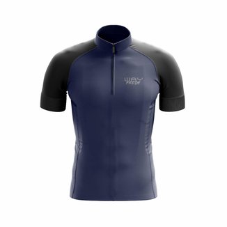 Camiseta de Ciclismo Masculina Azul Marinho Com Bolsos Básica Profissional
