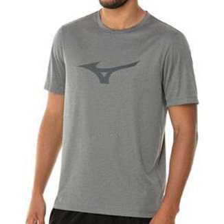 Camiseta de Corrida Masculina Mizuno Run Spark Mescla EG Cinza