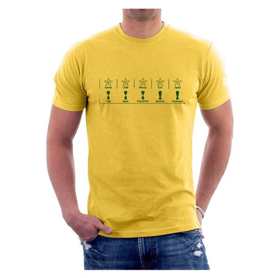 Camiseta de Futebol Brasil Penta Campeão Mundial Masculina