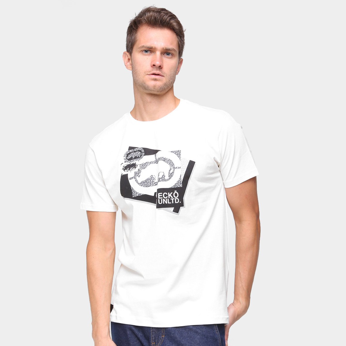Camiseta Ecko Basic Masculina - Off White | Allianz Parque Shop
