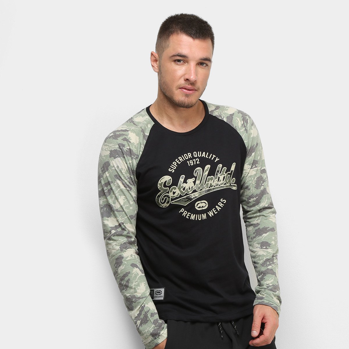 camiseta manga longa masculina ecko